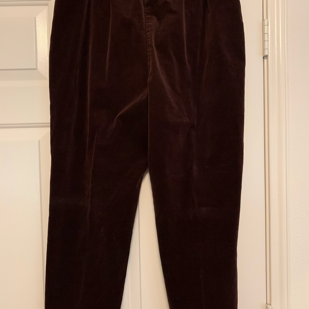 Ladies Brown Velvet Pants Slacks Coldwater Creek